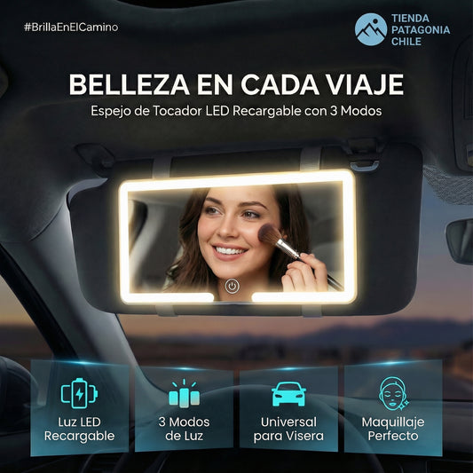 BeautyDrive™ Espejo de maquillaje para auto con luz LED