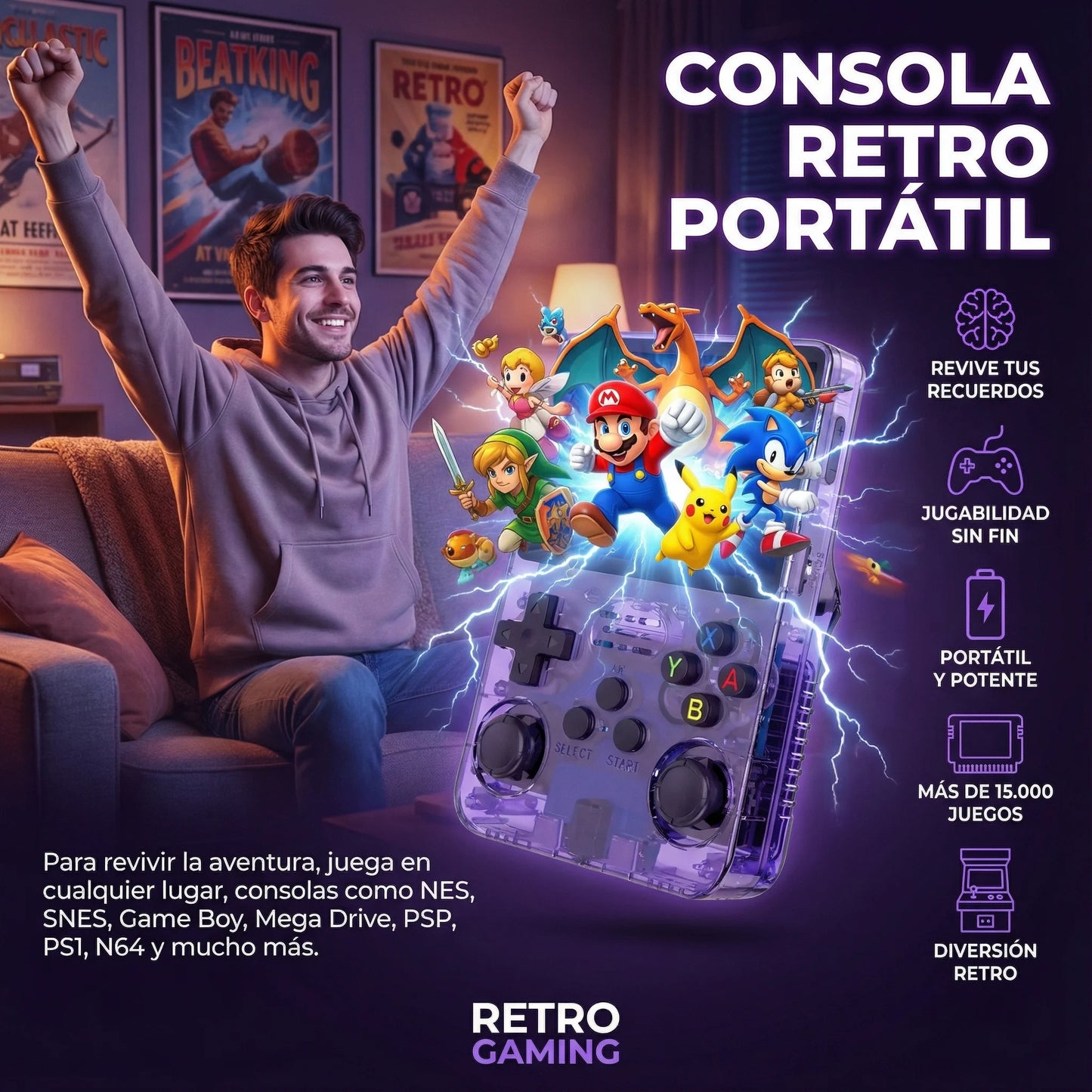 PatagoniaTech™ Consola Retro 64GB – Edición Royal Purple